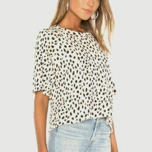 Monrow Raw-edge Cheetah Print Short Sleeve Sweatshirt XS